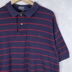 画像1: 90's POLO Ralph Lauren USA製 ロゴ刺繍 ボーダー柄 ポロシャツ L (1)