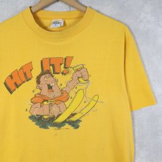 画像1: 70's "HIT IT!" 染み込みプリントTシャツ L (1)
