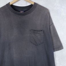 画像1: 90's Dickies USA製 無地フェード ポケットTシャツ BLACK XL (1)