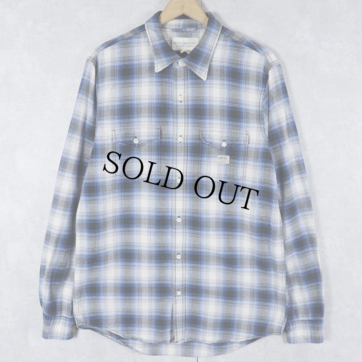 画像1: Ralph Lauren DENIM&SUPPLY オンブレーチェック柄 コットンシャツ M (1)
