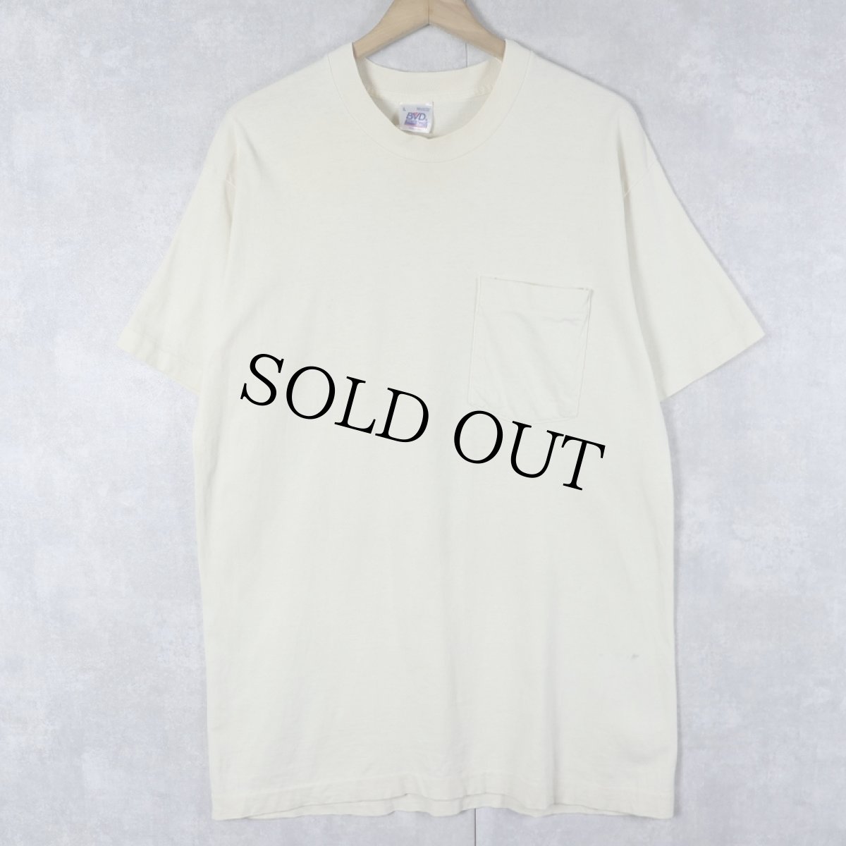 画像1: 80〜90's B.V.D. USA製 無地ポケットTシャツ L (1)