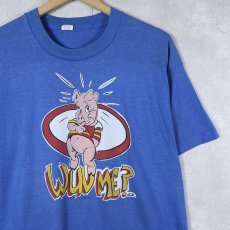 画像1: 80's USA製 "Wuv Me?" ブタプリントTシャツ XL (1)