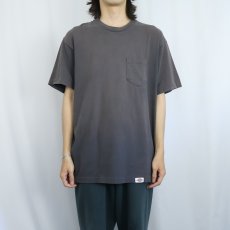 画像2: 90's Dickies USA製 無地フェード ポケットTシャツ BLACK XL (2)