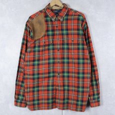 画像1: POLO Ralph Lauren チェック柄 ガンパッチ付き コットンシャツ L (1)