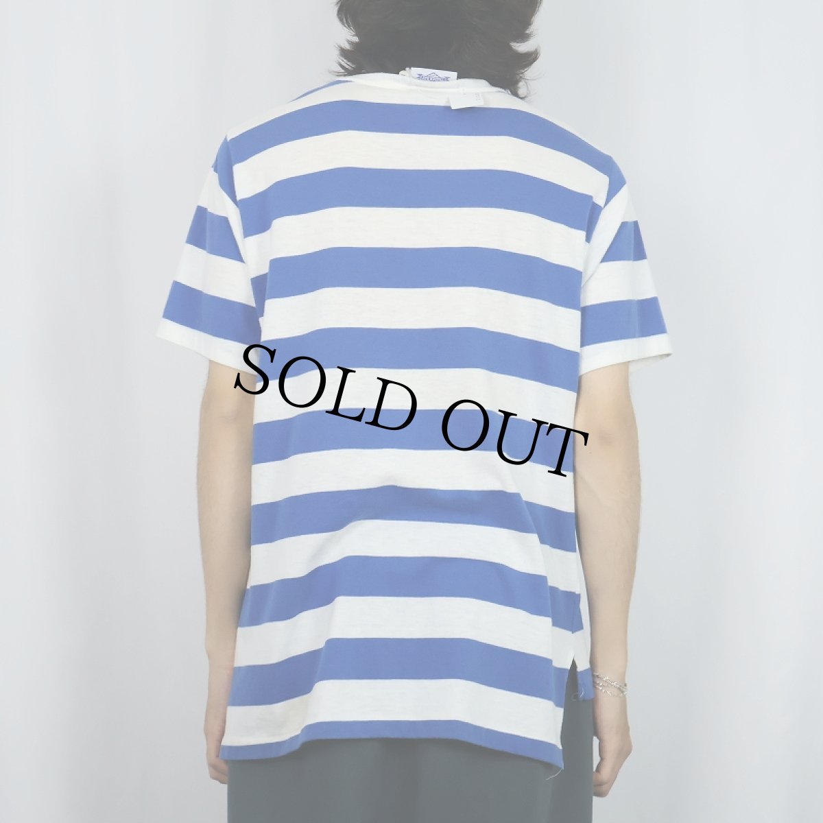 画像3: 80〜90's TRADER BAY USA製 ボーダー柄 ポケットTシャツ L (3)