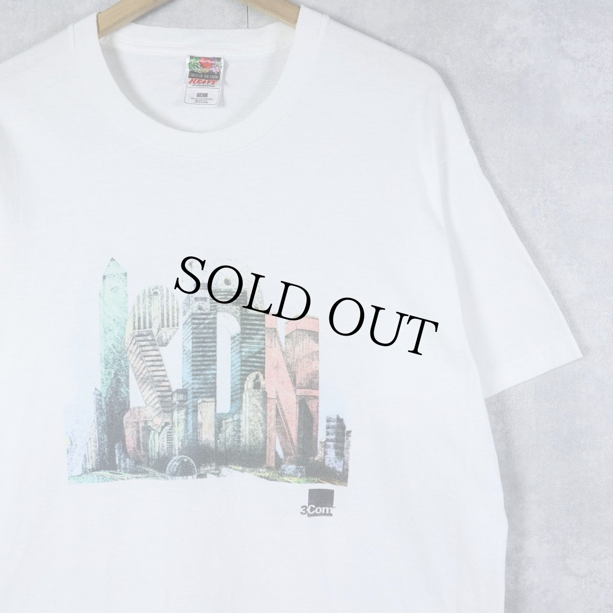 画像1: 90's 3Com USA製 ネットワーク機器メーカー プリントTシャツ L (1)