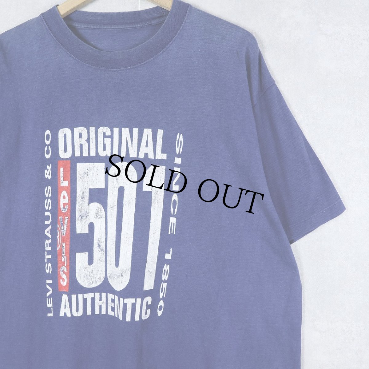 画像1: 90's Levi's "501" プリントTシャツ NAVY (1)