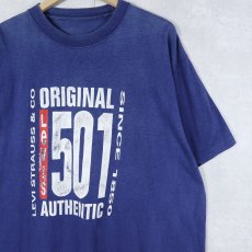 画像1: 90's Levi's "501" プリントTシャツ NAVY (1)