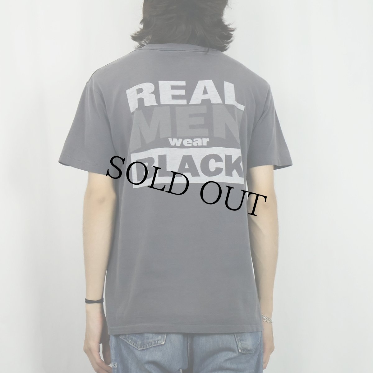 画像4: 90's USA製 "REAL MEN wear BLACK" プリントTシャツ (4)