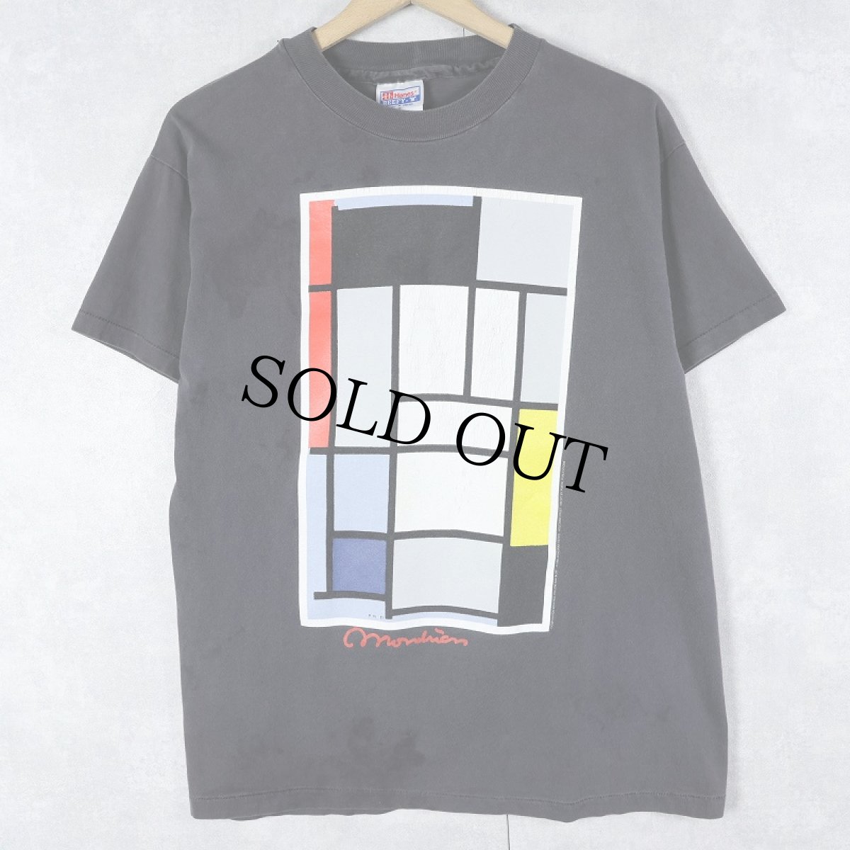 画像1: 90's Piet Mondrian USA製 アートプリントTシャツ BLACK M (1)