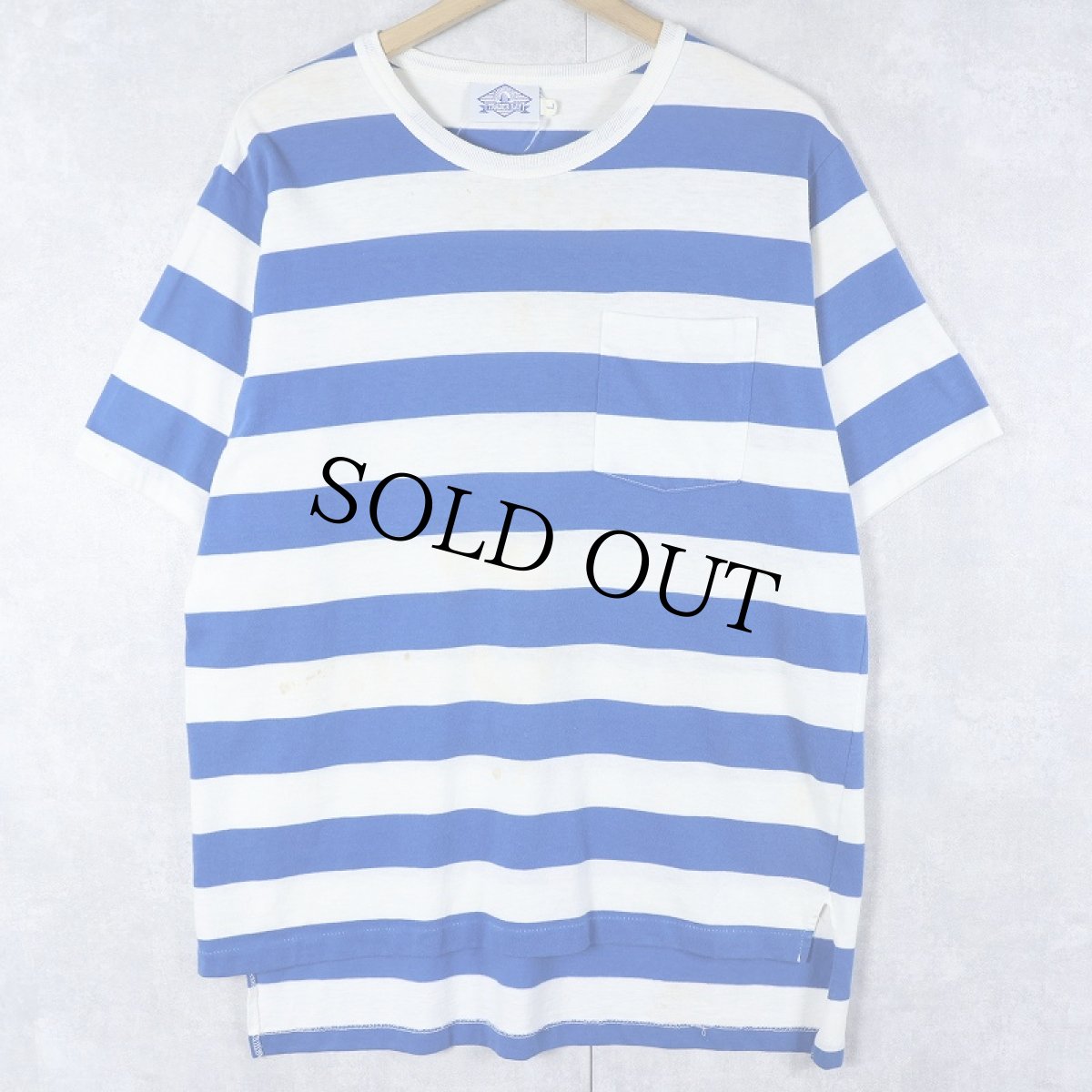画像1: 80〜90's TRADER BAY USA製 ボーダー柄 ポケットTシャツ L (1)