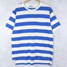 画像1: 80〜90's TRADER BAY USA製 ボーダー柄 ポケットTシャツ L (1)