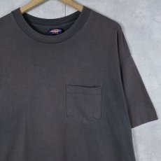 画像1: 90's Dickies USA製 無地フェード ポケットTシャツ BLACK XL (1)