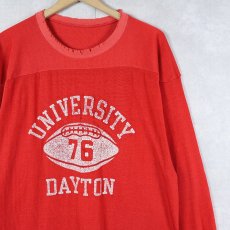 画像1: 70's Champion USA製 "UNIVERSITY DAYTON 76" レーヨンフットボールTシャツ L (1)
