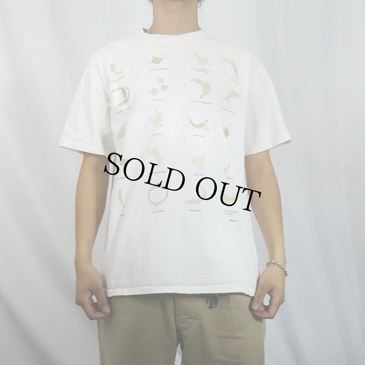 画像2: 90's Coffee Stain コーヒープリントTシャツ L (2)