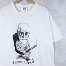 画像1: Largery Literary "Sigmund Freud" 偉人イラストプリントTシャツ XL (1)
