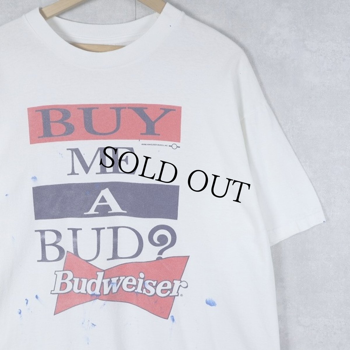 画像1: 90's Budweiser "BUY ME A BUD？" ビールメーカー プリントTシャツ XL (1)