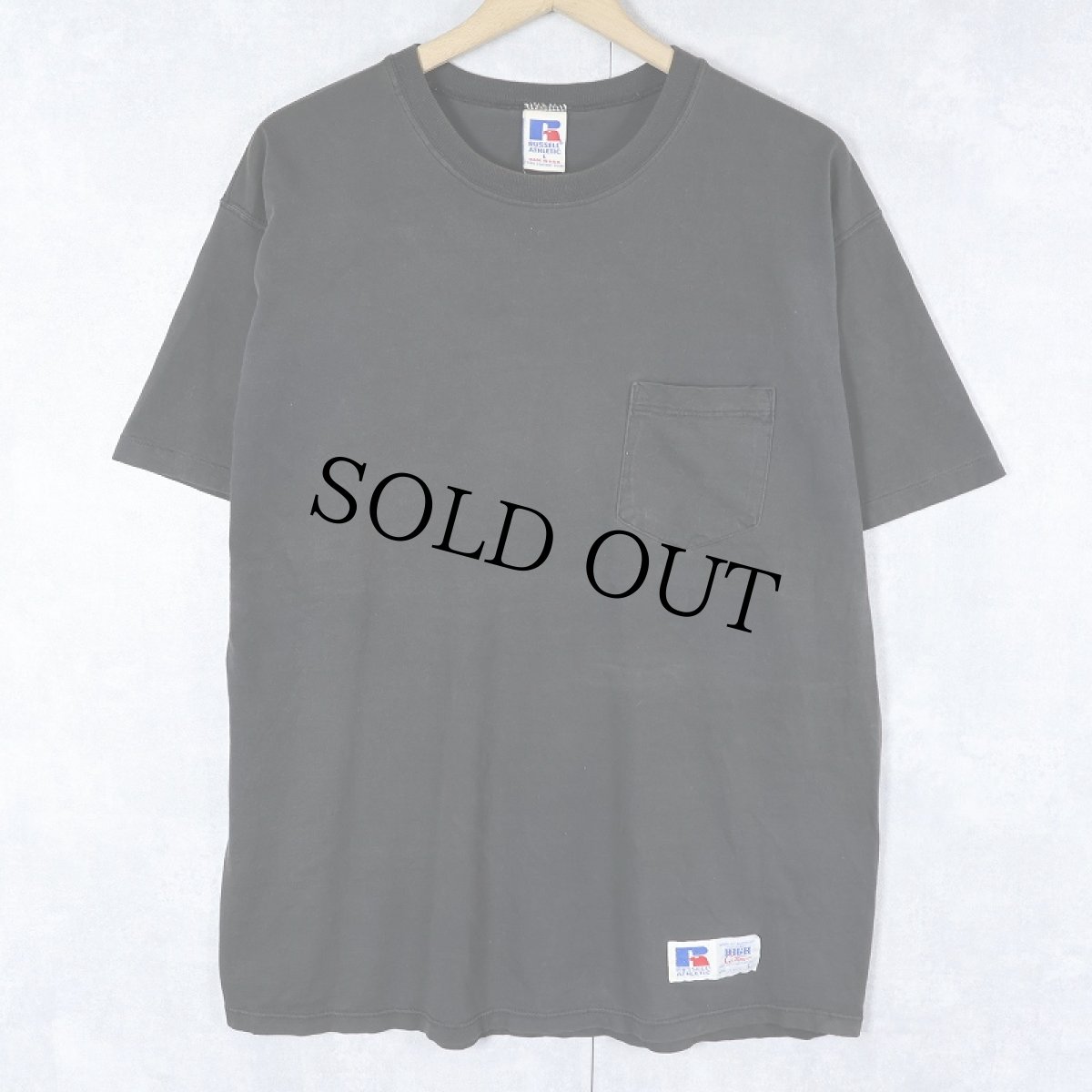 画像1: 90's RUSSELL ATHLETIC USA製 "HIGH COTTON" ポケットTシャツ BLACK L (1)