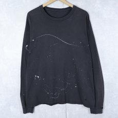 画像1: ペンキペイント 無地ロンT BLACK (1)