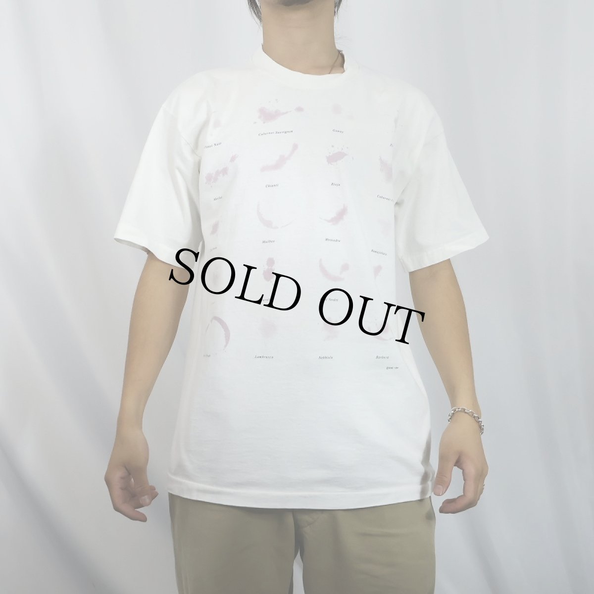 画像2: 90's Wine Stain USA製 ワインプリントTシャツ L (2)