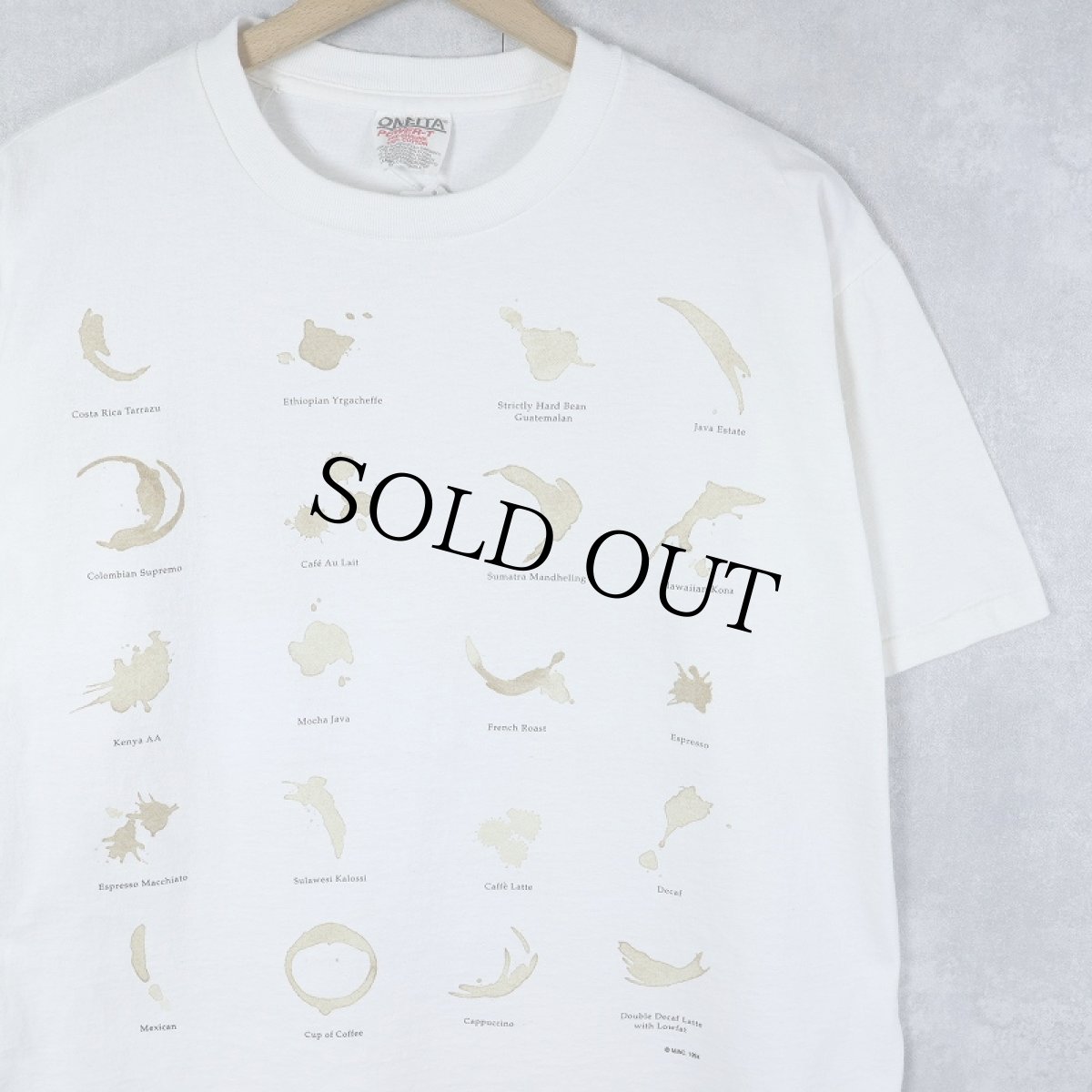 画像1: 90's Coffee Stain コーヒープリントTシャツ L (1)