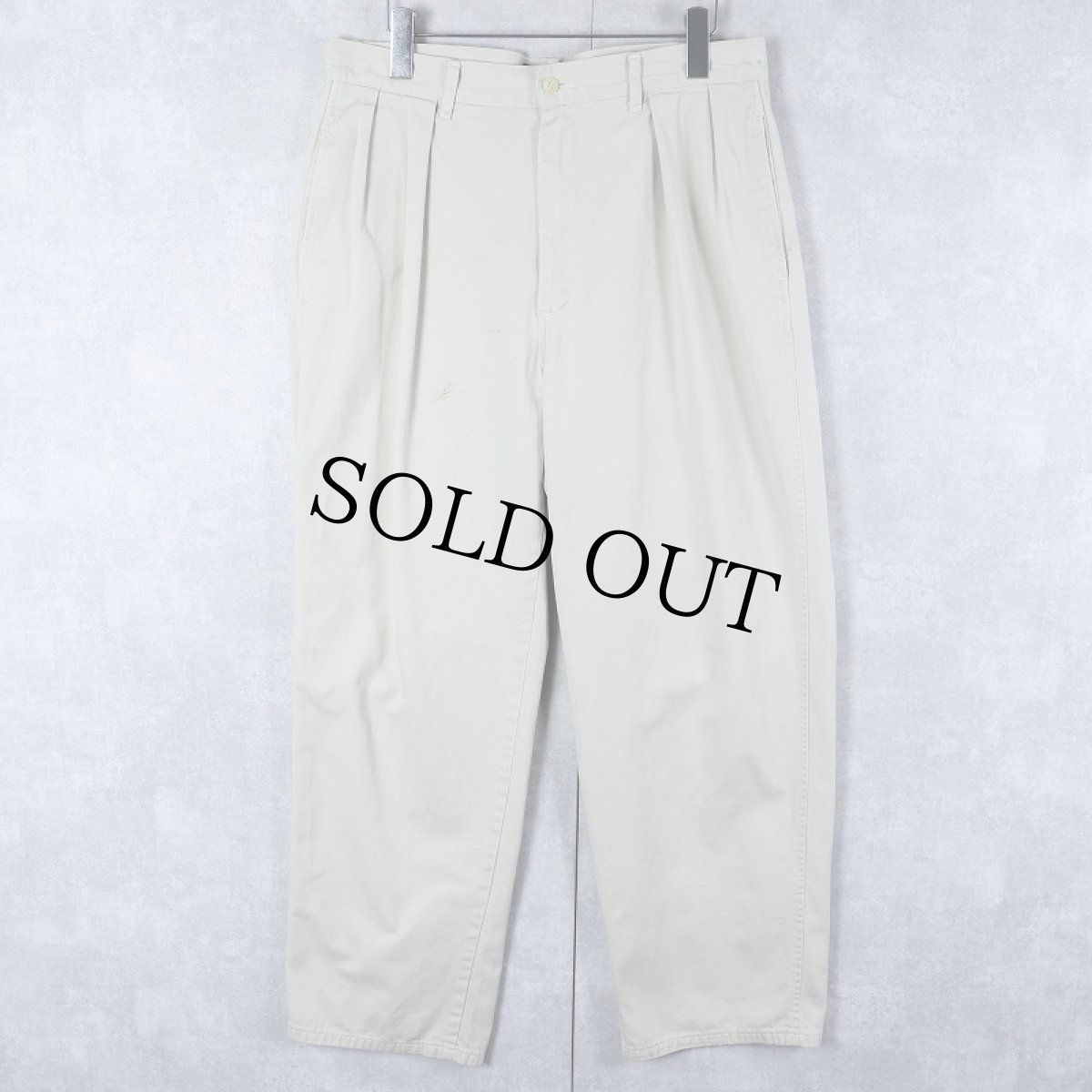 画像1: 90's POLO Ralph Lauren USA製 "POLO CHINO" 2タック コットンチノトラウザーズ W33 (1)