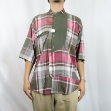 画像2: Giovanni L'uomo オンブレーチェック柄 レーヨン×コットンシャツ XL (2)