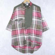画像1: Giovanni L'uomo オンブレーチェック柄 レーヨン×コットンシャツ XL (1)