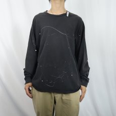 画像2: ペンキペイント 無地ロンT BLACK (2)