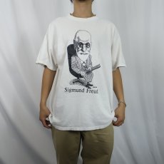 画像2: Largery Literary "Sigmund Freud" 偉人イラストプリントTシャツ XL (2)