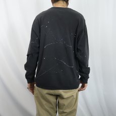 画像3: ペンキペイント 無地ロンT BLACK (3)
