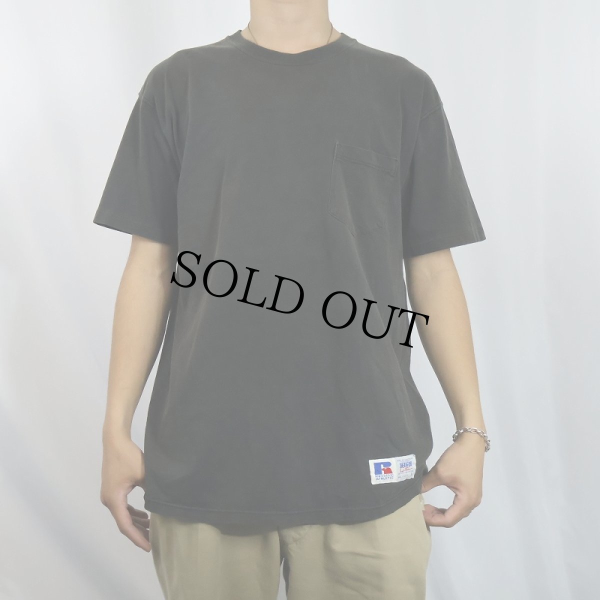 画像2: 90's RUSSELL ATHLETIC USA製 "HIGH COTTON" ポケットTシャツ BLACK L (2)