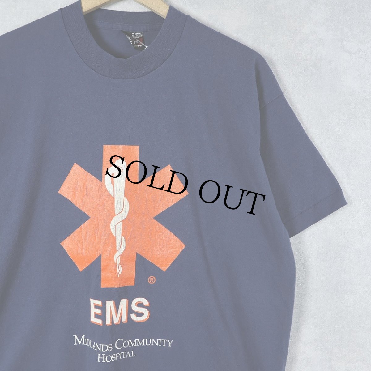 画像1: 80〜90's USA製 "Midlands Community Hospital" プリントTシャツ NAVY L (1)