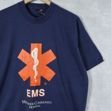 画像1: 80〜90's USA製 "Midlands Community Hospital" プリントTシャツ NAVY L (1)