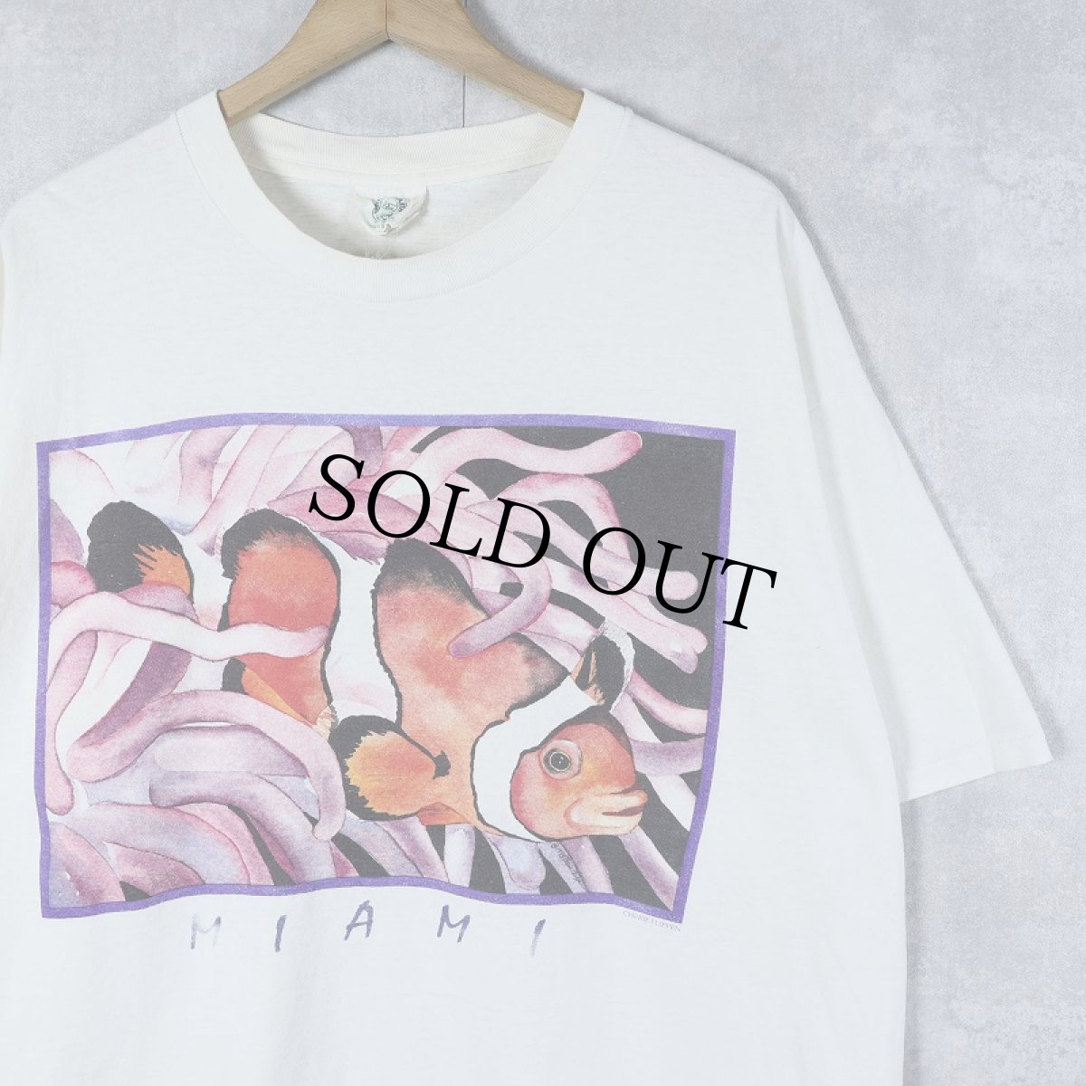 画像1: 90's DOWN TO EARTH PRODUCTS USA製 カクレクマノミ プリントTシャツ XL (1)