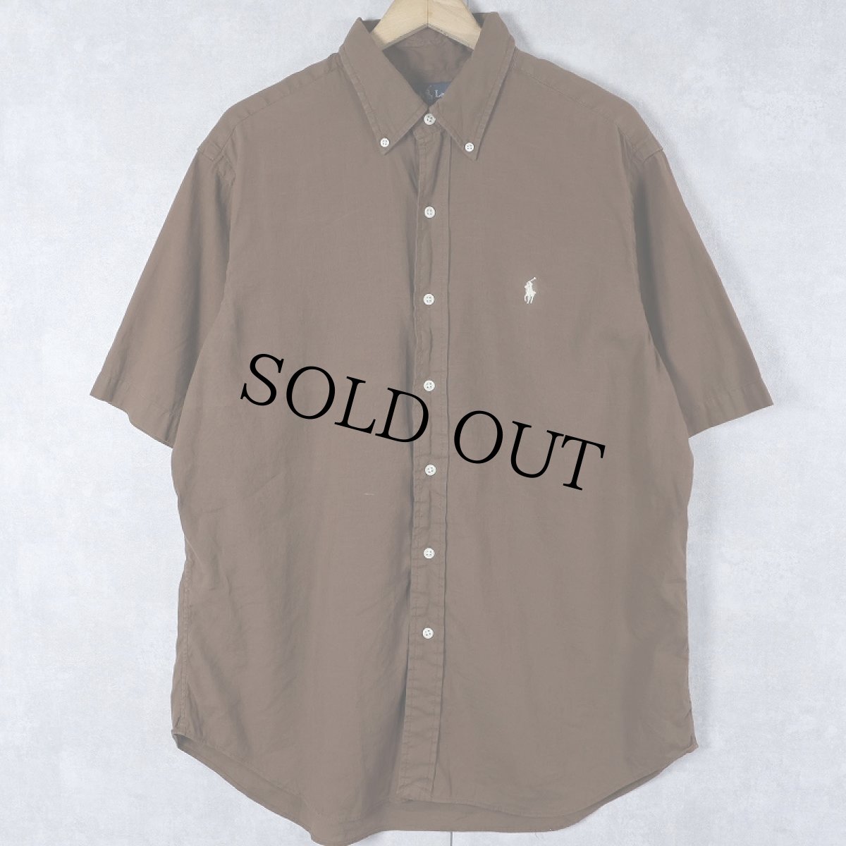画像1: Ralph Lauren "CLASSIC FIT" リネンコットン ボタンダウンシャツ L (1)
