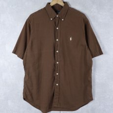 画像1: Ralph Lauren "CLASSIC FIT" リネンコットン ボタンダウンシャツ L (1)