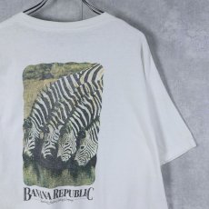 画像1: 90's BANANA REPUBLIC "TRAVEL & SAFARI CLOTHING" ゼブラプリント ポケットTシャツ  (1)