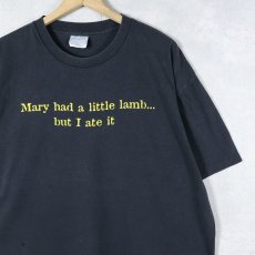 画像1: 90's USA製 "Mary had a little lamb... but I ate it" プリントTシャツ BLACK XL (1)