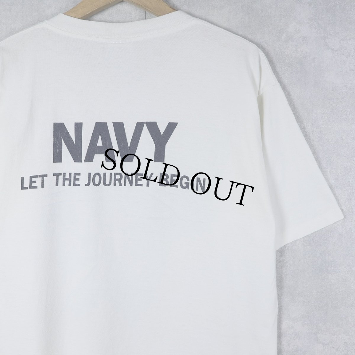 画像2: 90's USA製 "NAVY" プリントTシャツ L (2)