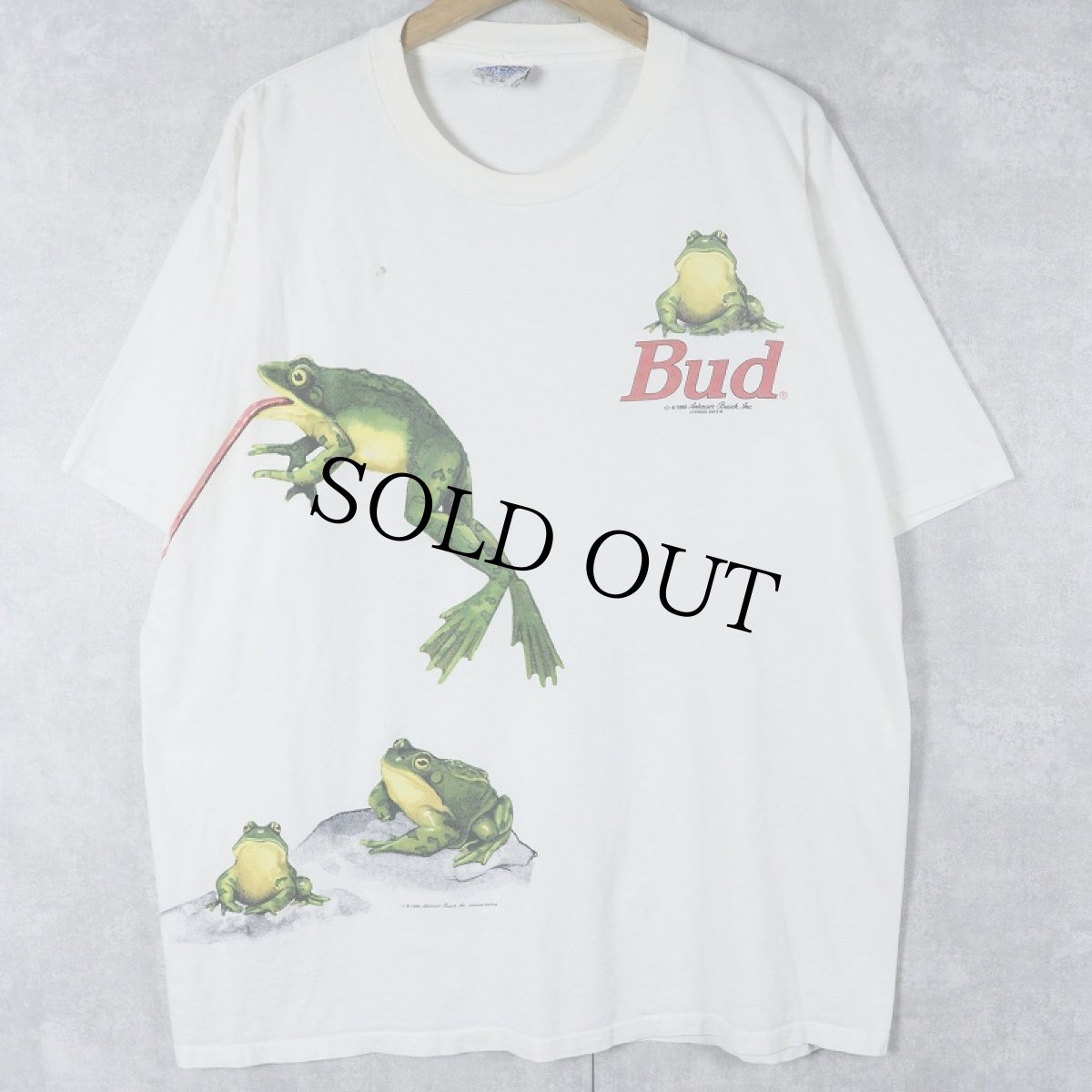画像1: 90's Budweiser USA製 ビールメーカー 巻きプリントTシャツ XL (1)