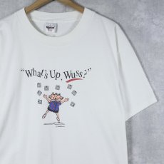 画像1: 90's USA製 "What's Up, Wuss?" イラストプリントTシャツ L (1)