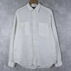 画像1: POLO Ralph Lauren ポニー無し リネンシャツ M (1)