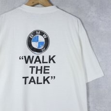 画像1: 90's BMW USA製 "WALK THE TALK" 自動車メーカー ロゴプリントTシャツ XL (1)