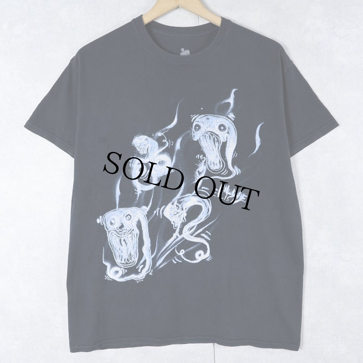 画像1: Billie Eilish ミュージシャン イラストプリントTシャツ M (1)