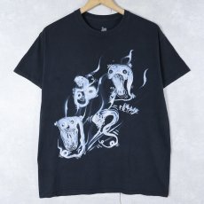 画像1: Billie Eilish ミュージシャン イラストプリントTシャツ M (1)