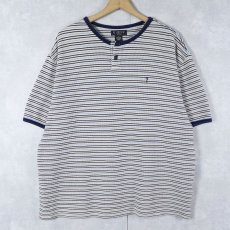 画像1: 90's〜 GUESS USA  マルチボーダー柄 ヘンリーネックTシャツ XL (1)