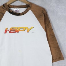 画像1: 2000's USA製 "I-SPY" ブリーチ加工 プリントラグランTシャツ L (1)