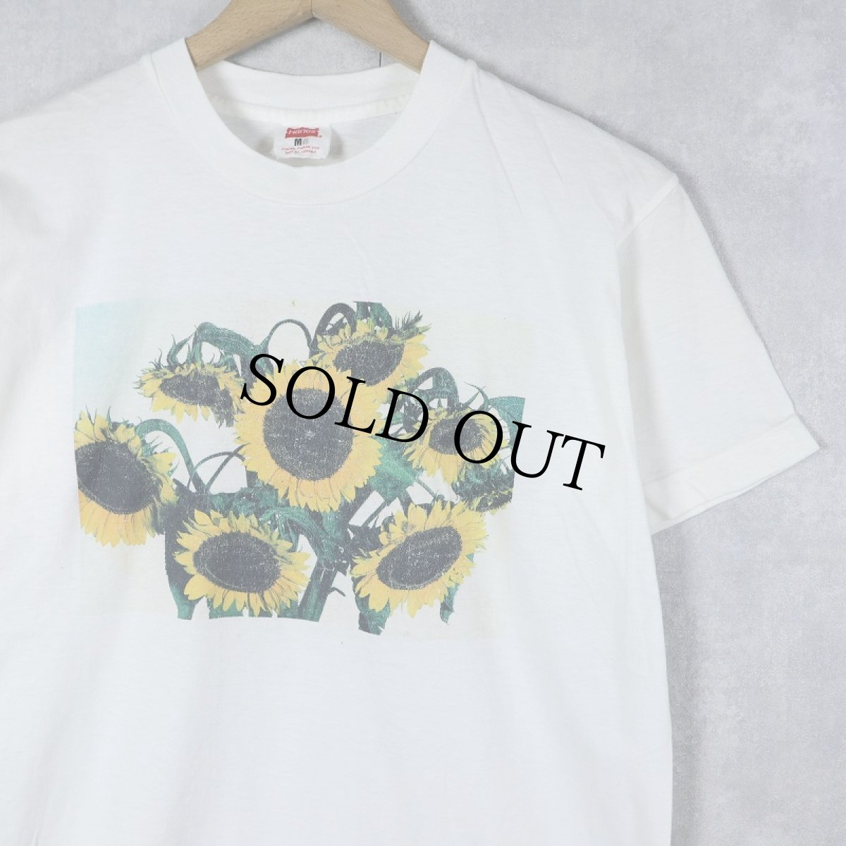 画像1: 90's Hanes JAPAN製 向日葵プリントTシャツ M (1)