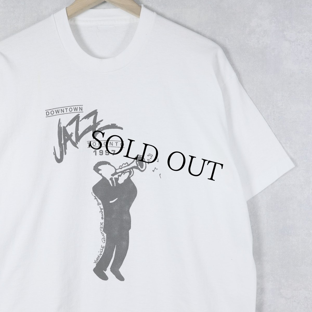 画像1: 90's "DOWNTOWN JAZZ TORONTO" ジャズプリントTシャツ (1)